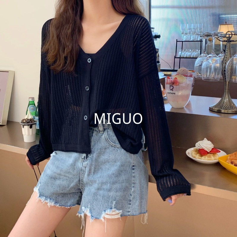 Áo Dệt Kim Tay Dài Cổ Chữ V Thời Trang Mùa Thu Hàn Quốc Cho Nữ