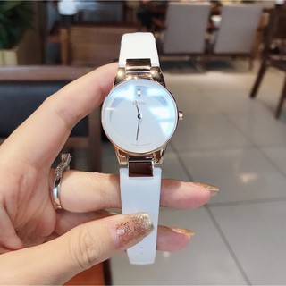 Đồng hồ nữ citizen women's eco-drive axiom white leather strap watch 30mm ga1053-01a
