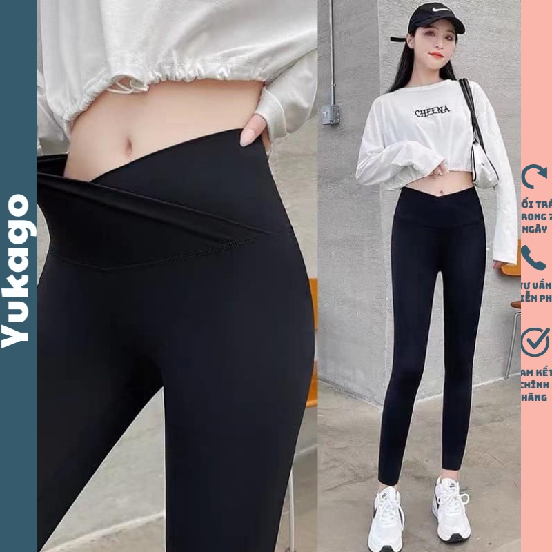 Quần legging nữ gen bụng thần thánh cạp cao full hộp màu vàng yukago