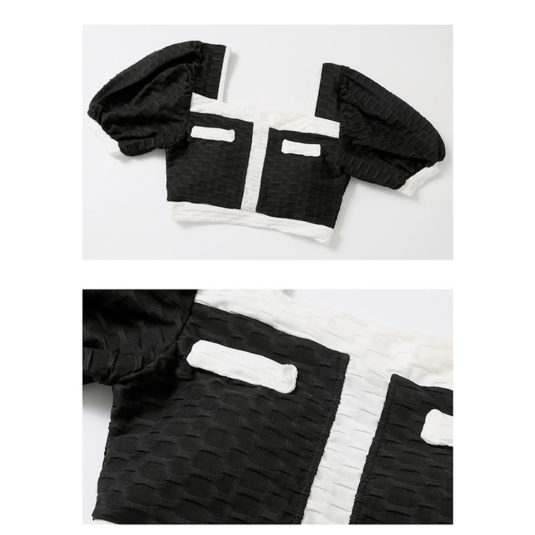 (Mẫu mới 2023) Bikini đồ bơi 2 mảnh Hàn Quốc đen trắng sang trọng nổi bật quần lưng cao tôn dáng