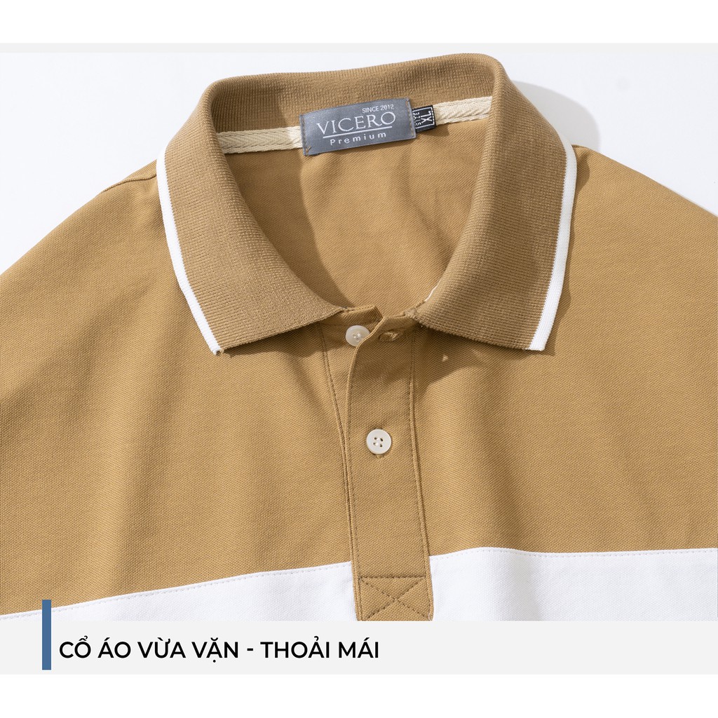 Áo Nam Polo Có Cổ Ngắn Tay Trơn Mùa Hè Phối Màu 6 Màu VICERO