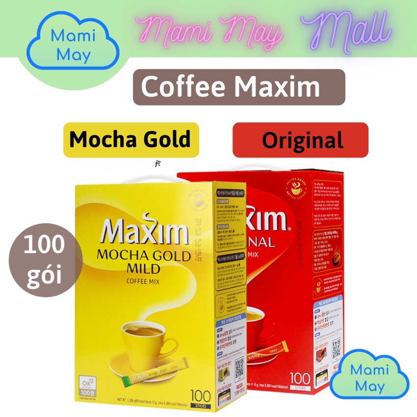 [NHẬP KHẨU] 100 GÓI CÀ PHÊ COFFEE CAFE HÀN QUỐC MAXIM - VÀNG MOCHA GOLD MILD - ĐỎ ORGINAL - 12g | WebRaoVat - webraovat.net.vn