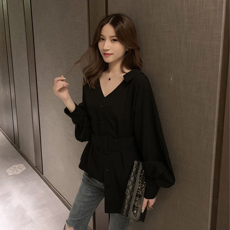 Áo Sơ Mi Tay Dài Cổ Chữ V Dáng Ôm Thời Trang Quyến Rũ Cho Nữ