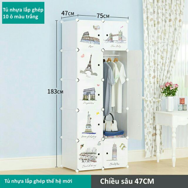 Tủ nhựa ghép 10 ô size lớn xinh xắn