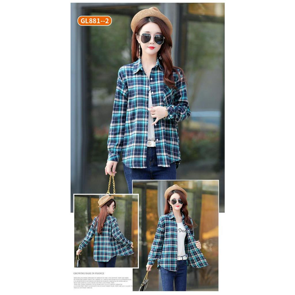 Áo Sơ Mi SixSisters Tay Dài Kẻ Sọc Caro Thời Trang Cho Nữ 2021