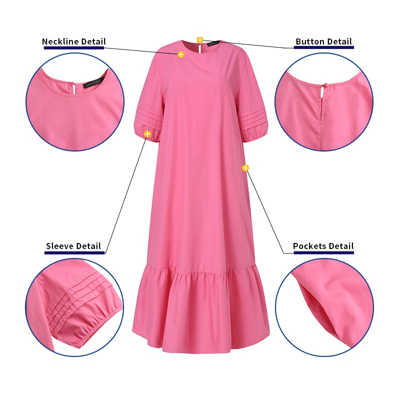 Đầm maxi Zanzea dáng rộng tay phồng đuôi cá thời trang cho nữ