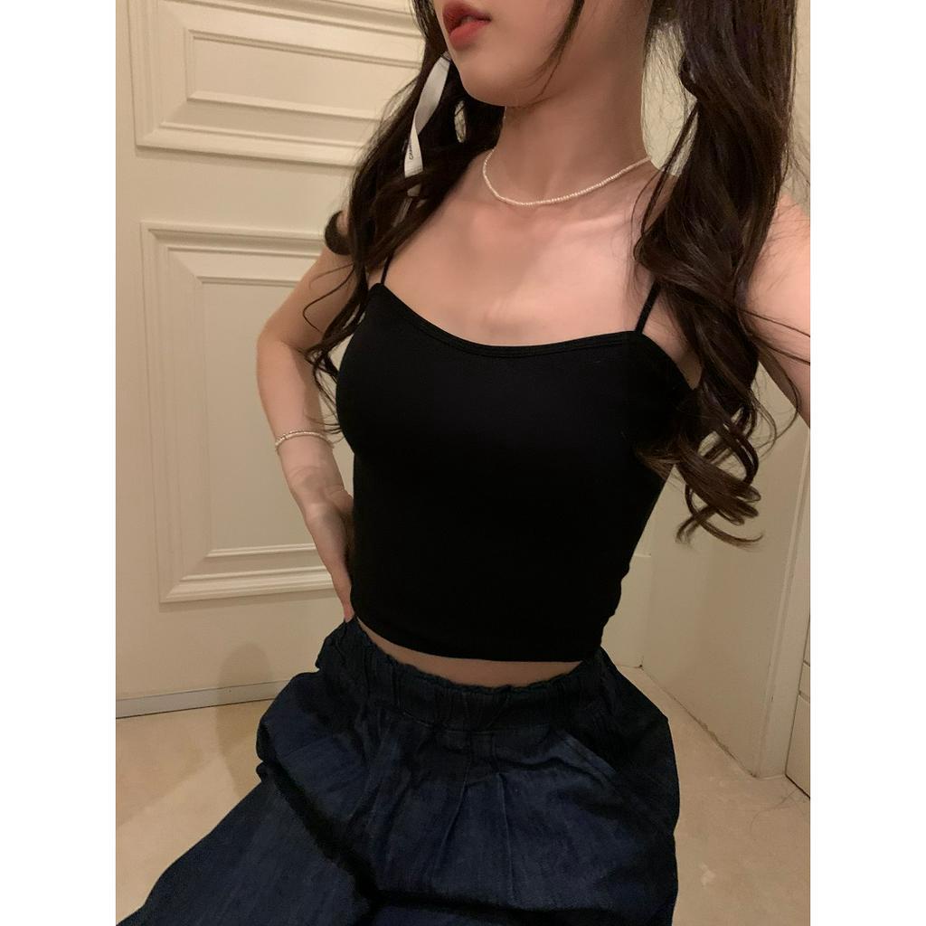 Áo Hai Dây Màu Trơn Có Đệm Ngực Thời Trang Hong Kong Cho Nữ