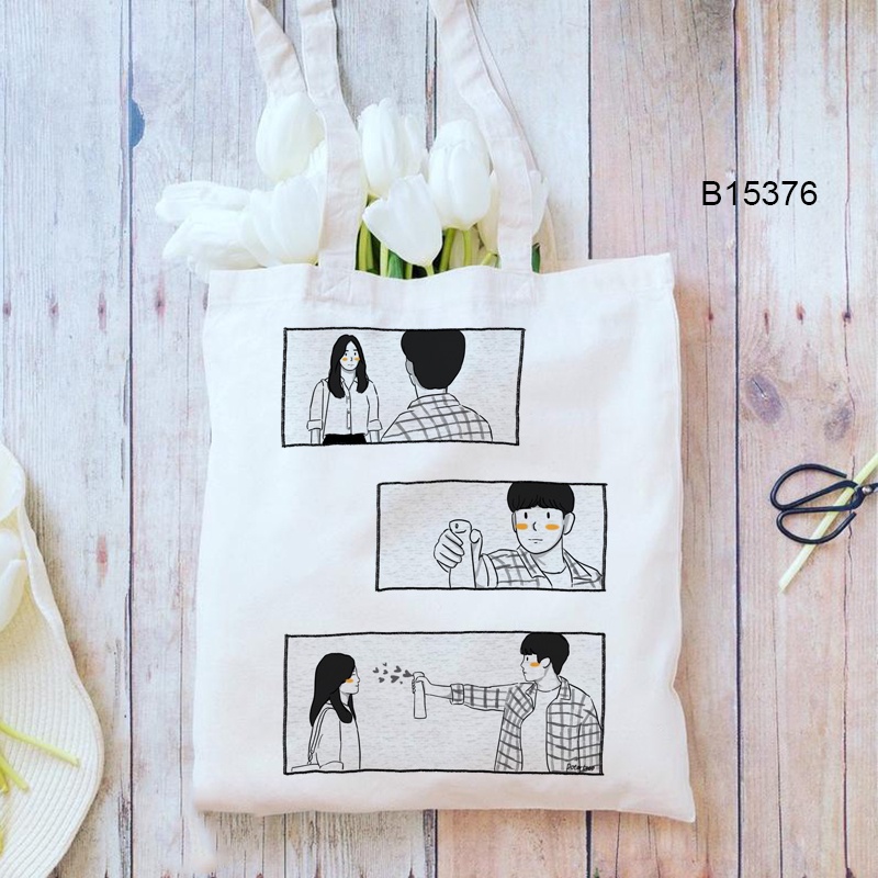 Túi tote canvas In Hình k - Rama kdrama Thời Trang Mùa Hè Cho Học Sinh