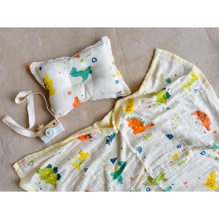 Chăn gối Xô Muslin cho bé. Họa tiết Khủng long