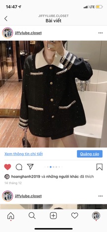 [ORDER] Áo dạ đen viền xích