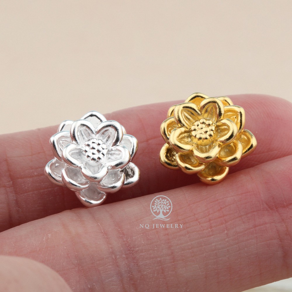 [Charm HOT] Charm hoa sen xỏ ngang 3D -Charm bạc thái hình hoa sen xỏ ngang siêu đẹp