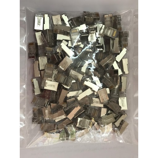 100 Đầu STP UTP bọc nhôm chống nhiễu, Đầu bấm dây mạng bọc nhôm chống nhiễu