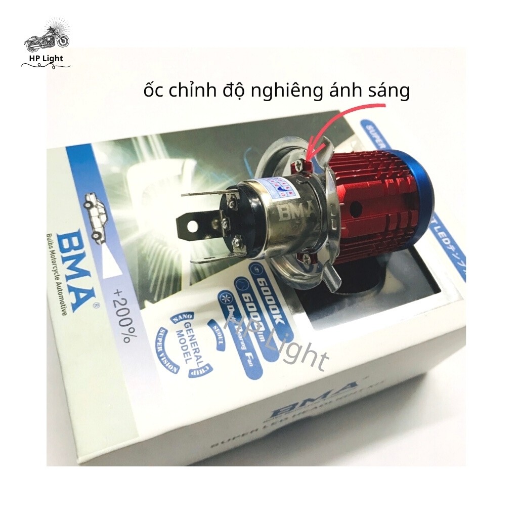 Đèn Pha Led Xe Máy Bi Cầu 2 Màu Cos Vàng Pha Trắng H4 Siêu Sáng Chính Hãng BMA HPLight V6