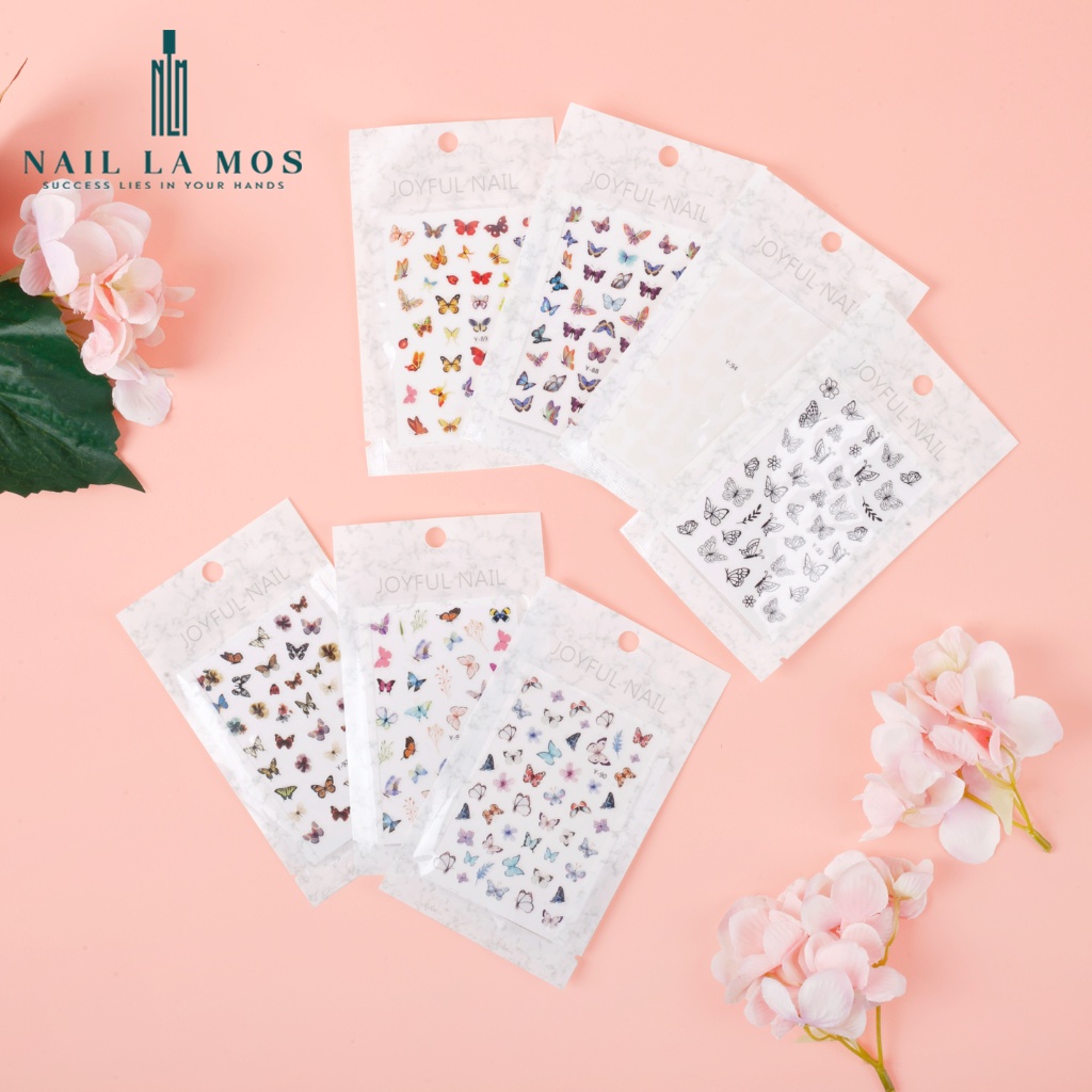 Miếng dán móng tay 3D nail sticker chủ đề con bướm 7 mẫu (lẻ 1 tấm)
