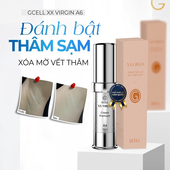 Kem Giảm Thâm Nách, Mông, Bẹn Gcell XXVIRGIN A6, Kem Khử Thâm Giúp Loại Bỏ Vùng Da Thâm Sạm Lọ 5ml