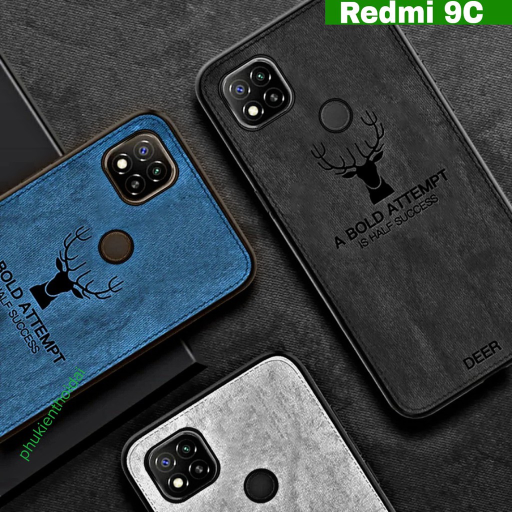Ốp lưng Redmi 9C / Redmi 10C vân vải hình hươu nai thời trang cao cấp