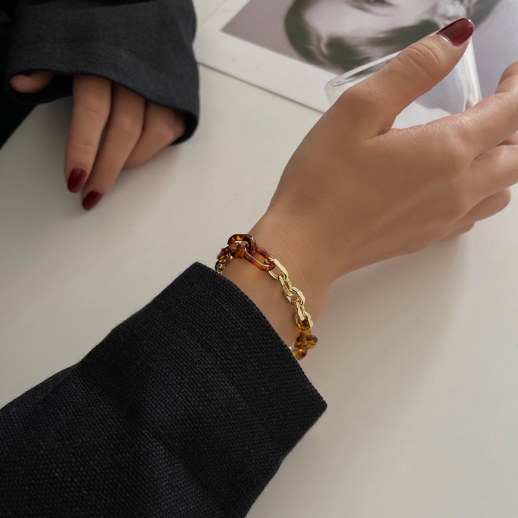 Vòng Đeo Tay May Vỏ Rùa Phối Chuỗi Xích Thời Trang Kiểu Quyến Rũ Đơn Giản Cao Cấp Cho Nữ
