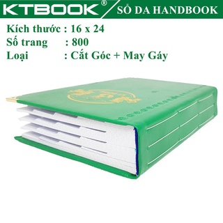 SỔ GHI CHÉP BÌA DA KTBOOK HANDBOOK CAO CẤP 800 trang size 16 x 24 cm ruột giấy in caro (Cắt góc + May Gáy)