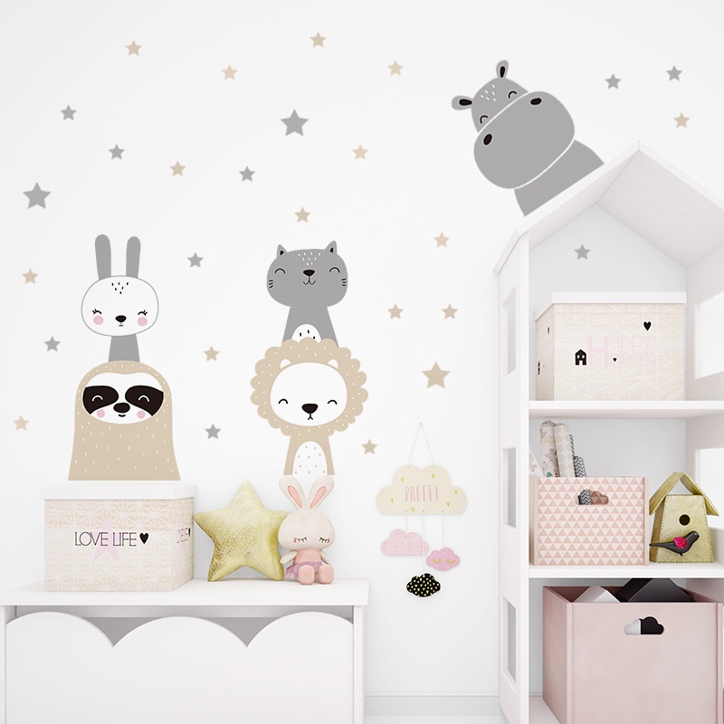 Giấy Dán Tường Bằng PVC Họa Tiết Hoạt Hình Màu Nước Trang Trí Phòng Ngủ Cho Bé DIY