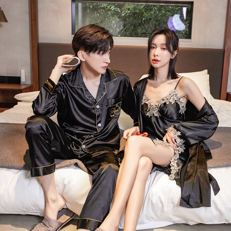 Bộ đồ ngủ đôi Pijama nam nữ lụa băng cao cấp LYSSA pijama nam, váy ngủ, đầm ngủ nữ gợi cảm, quyến rũ SN003 | BigBuy360 - bigbuy360.vn