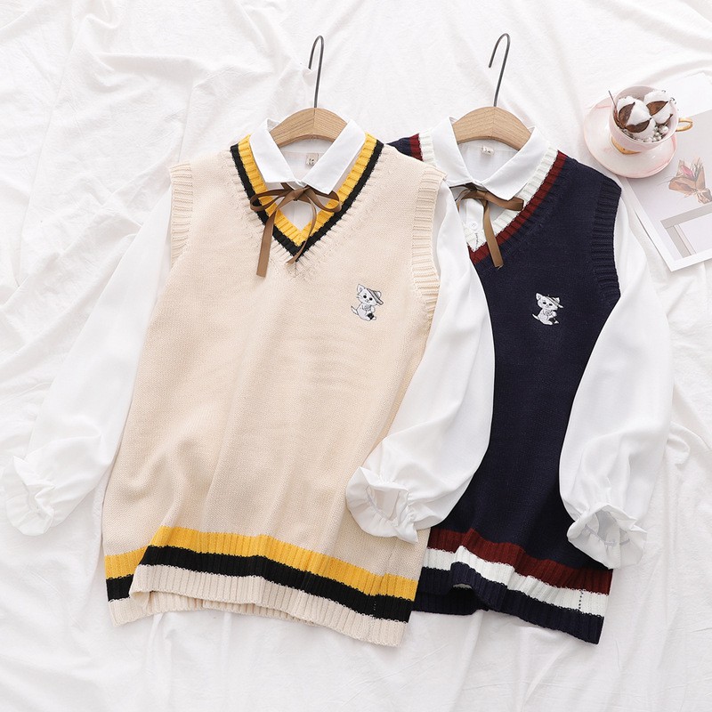 Áo Gile Len Thêu Logo Mèo Form Rộng - Unisex - Titto Closet | BigBuy360 - bigbuy360.vn