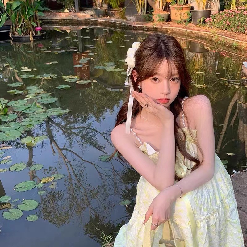 [Peach Tea] Kẹp Tóc Đính Hoa Hồng Sâm Panh Cài Đầu Sau Đầu Phong Cách ins Cao Cấp Tinh Tế Cho Nữ