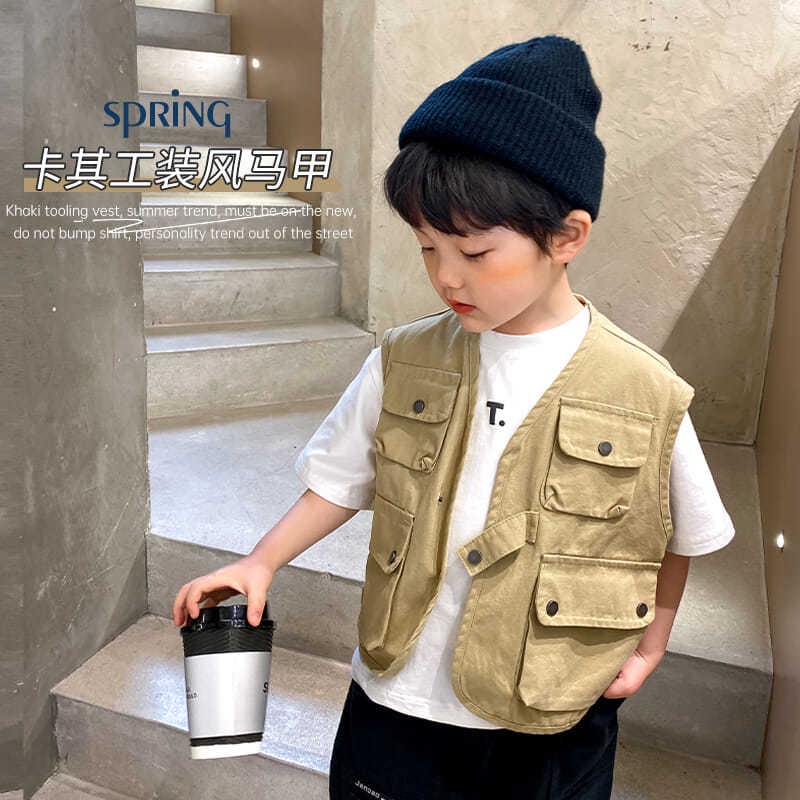 Áo khoác ghi lê phong cách phương tây thời trang xuân thu 2021 cho bé trai