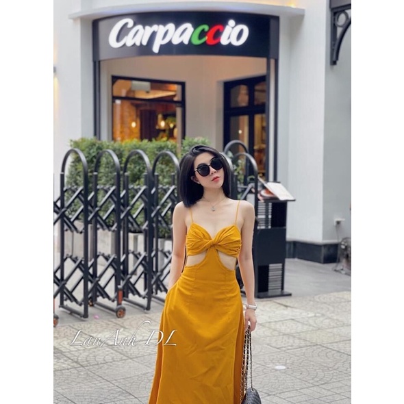 Váy hai dây đũi cut out hở eo siêu xinh, chất đũi mỏng nhẹ không nhăn | BigBuy360 - bigbuy360.vn