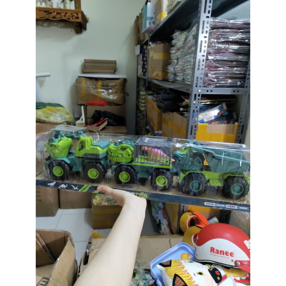 Set 3 xe khủng long , xe công trình cho bé