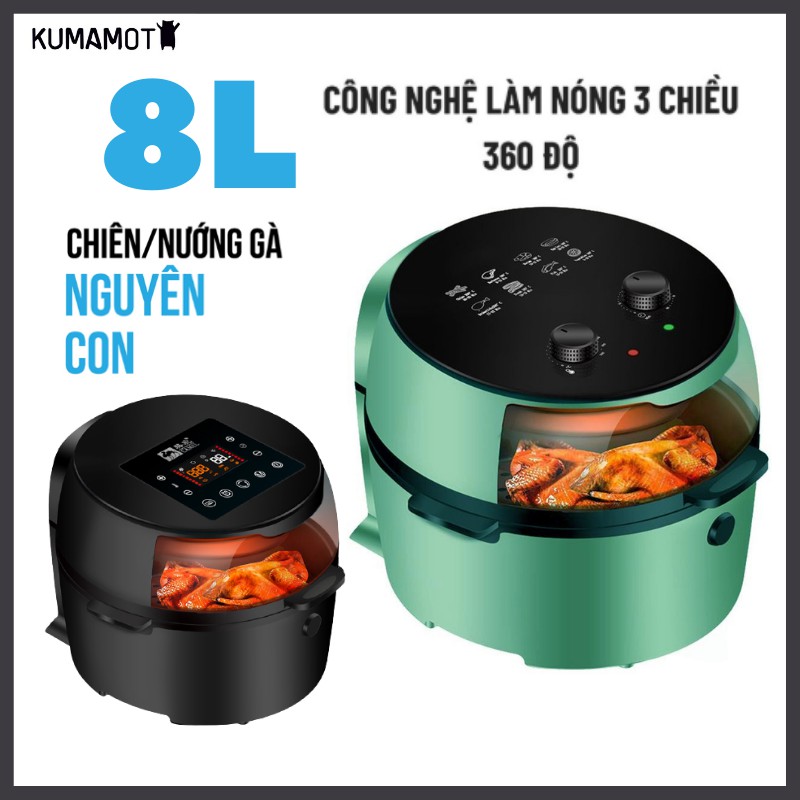 Nồi chiên không dầu 8 Lít Cảm Ứng - Núm Vặn Cơ - Công Suất Lớn Đa Chức Năng - Món ngon tốt cho sức khỏe