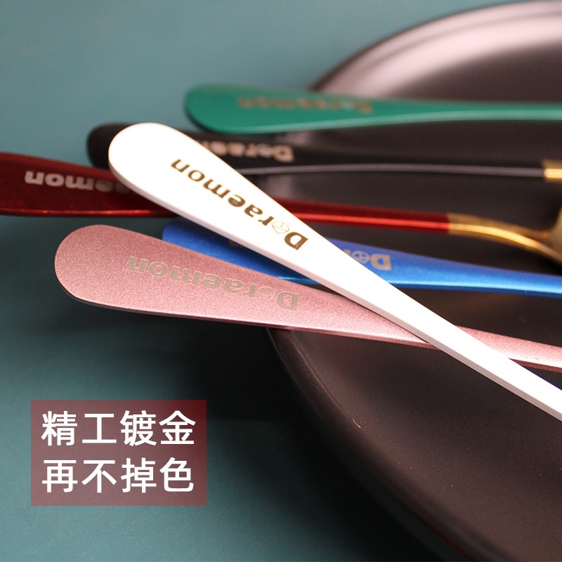 Muỗng Tròn Bằng Thép Không Gỉ Hình Mèo Hoạt Hình Dễ Thương