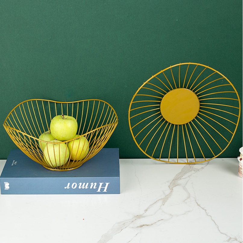 Rổ sắt đựng trái cây kiểu dáng hình học nhiều mẫu dùng để decor trưng bày trong phòng khách, phòng ăn,…