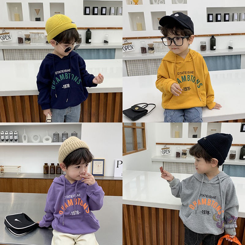 Áo Hoodie Tay Dài In Chữ Phong Cách Hàn Quốc Dành Cho Bé Trai