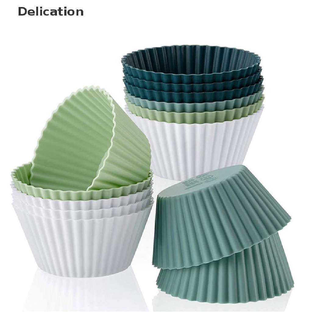 Set 12 Khuôn Silicone Làm Bánh Muffin Hình Tròn Tiện Dụng