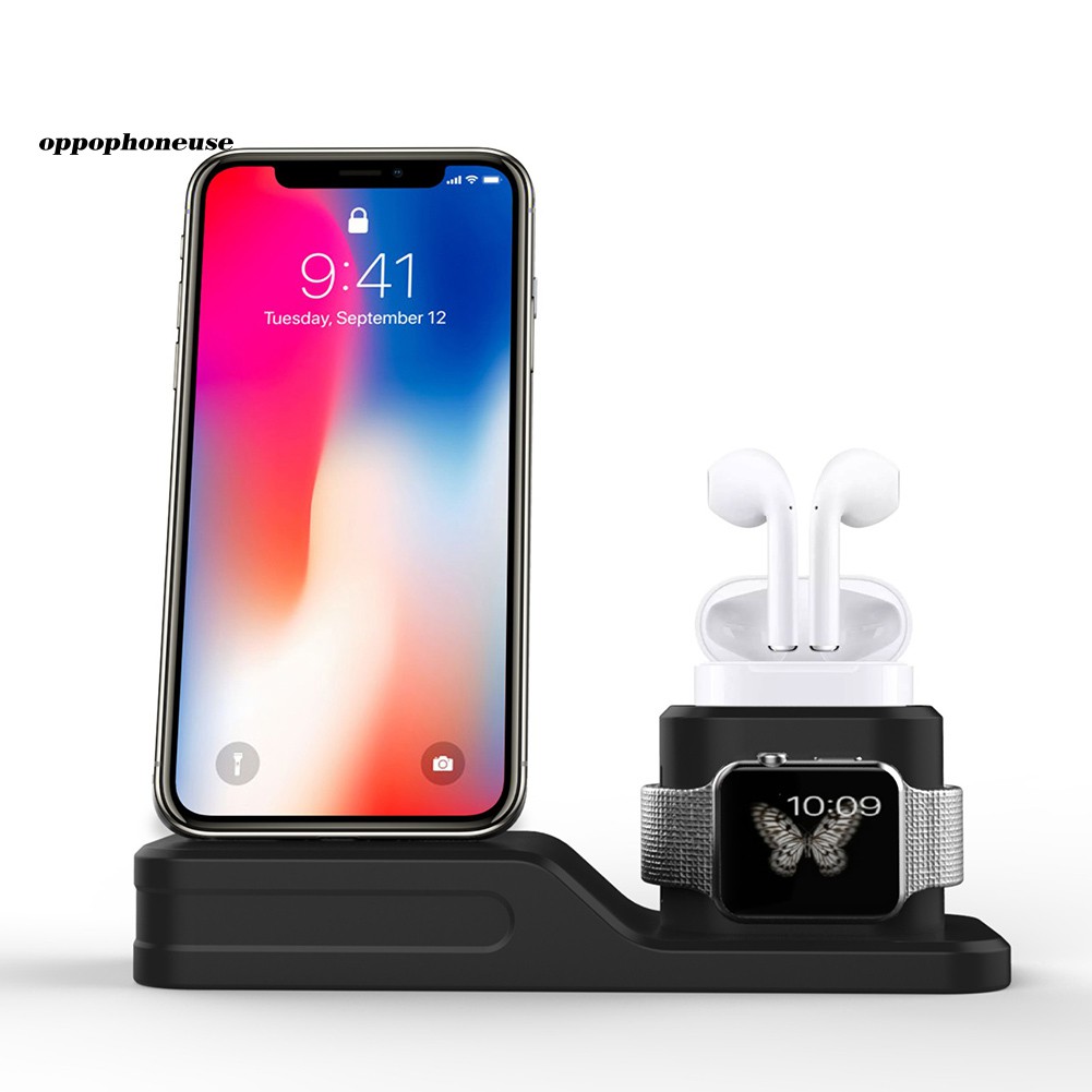 【OPHE】3 in 1 Desk Charging Stand Dock Charger Station for Apple iPhone iWatch AirPods