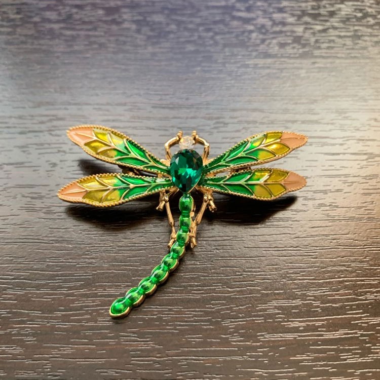 Ghim cài áo hình chuồn chuồn đính đá sang trọng thời trang