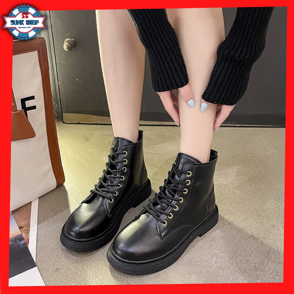 Boot nữ, giày boot nữ cổ thấp Hàn Quốc form dáng Ulzzang, bốt nữ đế bằng trẻ trung cá tính