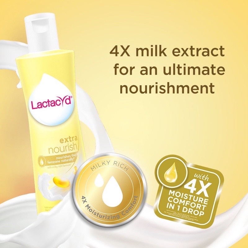 Dung Dịch Vệ Sinh Phụ Nữ Lactacyd Extra Nourish Chứa Sữa & Vitamin Giúp Dưỡng Ẩm Và Căng Mịn