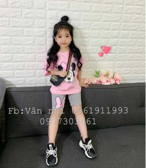 Set chuột Mickey sành điệu bé gái 7-19kg QATE281