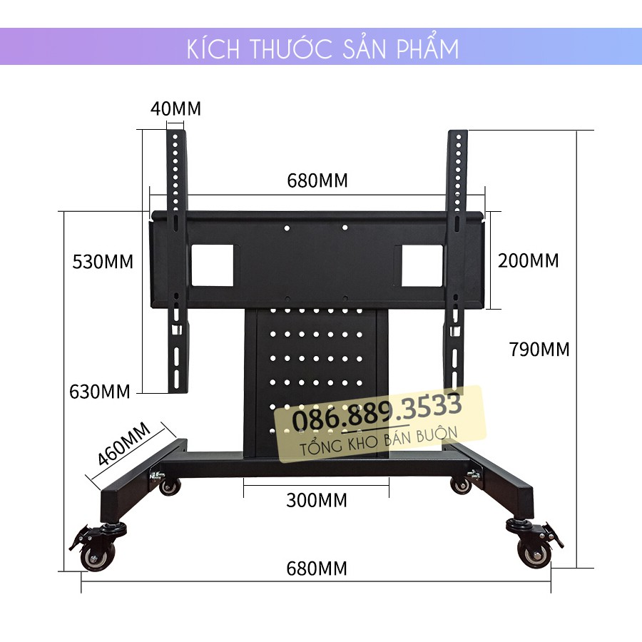 Kệ Giá Treo Tivi Di Động HB75 32 - 65 Inch - Giá Treo Tivi Hội Nghị Có Bánh Xe Di Dộng -  [ Ưu Việt Hơn NB AVA1500 ]