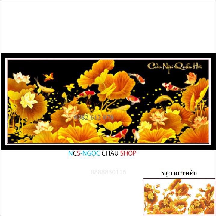 Tranh Thêu Chữ Thập Cửu Ngư Quần Hội LV3445 (Tranh Thêu 3D Cá Chép Sen Vàng ) NCS-NGỌC CHÂU SHOP