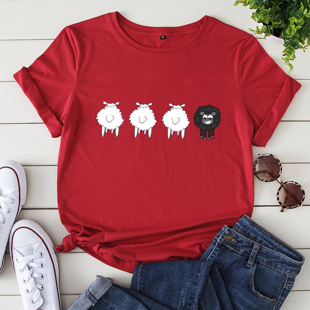 Áo thun phông nam nữ form rộng Familylove - Mẫu áo Unisex 3 chú Cừu Trắng và Cừu Đen chất Cotton 100% cao cấp