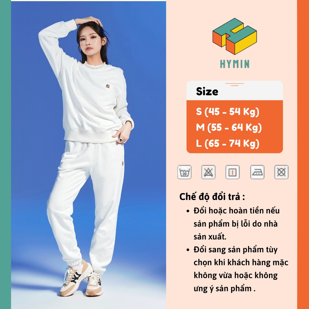 Set quần áo nỉ nam nữ, Set Sweater M.L.B, Bộ quần áo thu đông nữ NY Monogram SW07 - HyMin Clothes