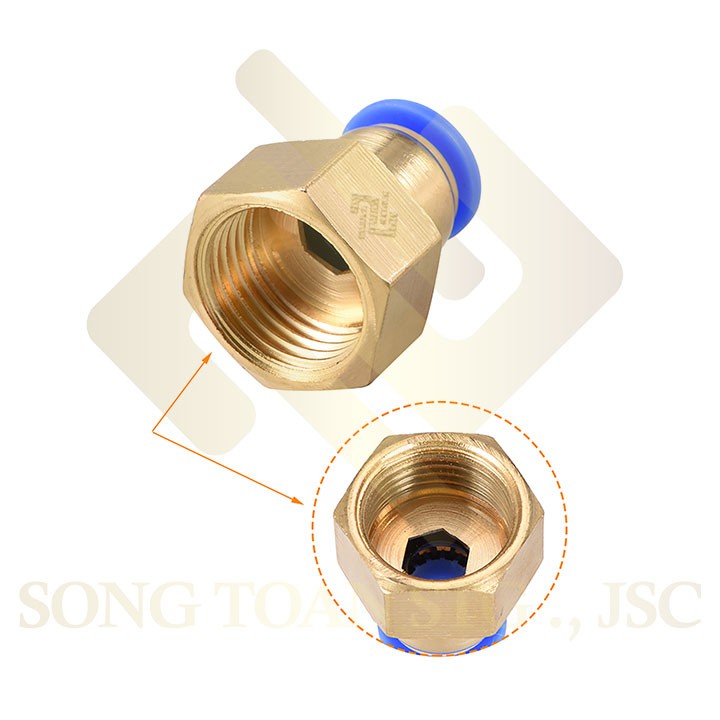 Pcf Cắm Ống Ren Trong Nối Nhanh Một Đầu Cắm Nối Ống Mềm Nhựa Pu Hơi Khí Nước Phun Sương - Nối Thẳng RT