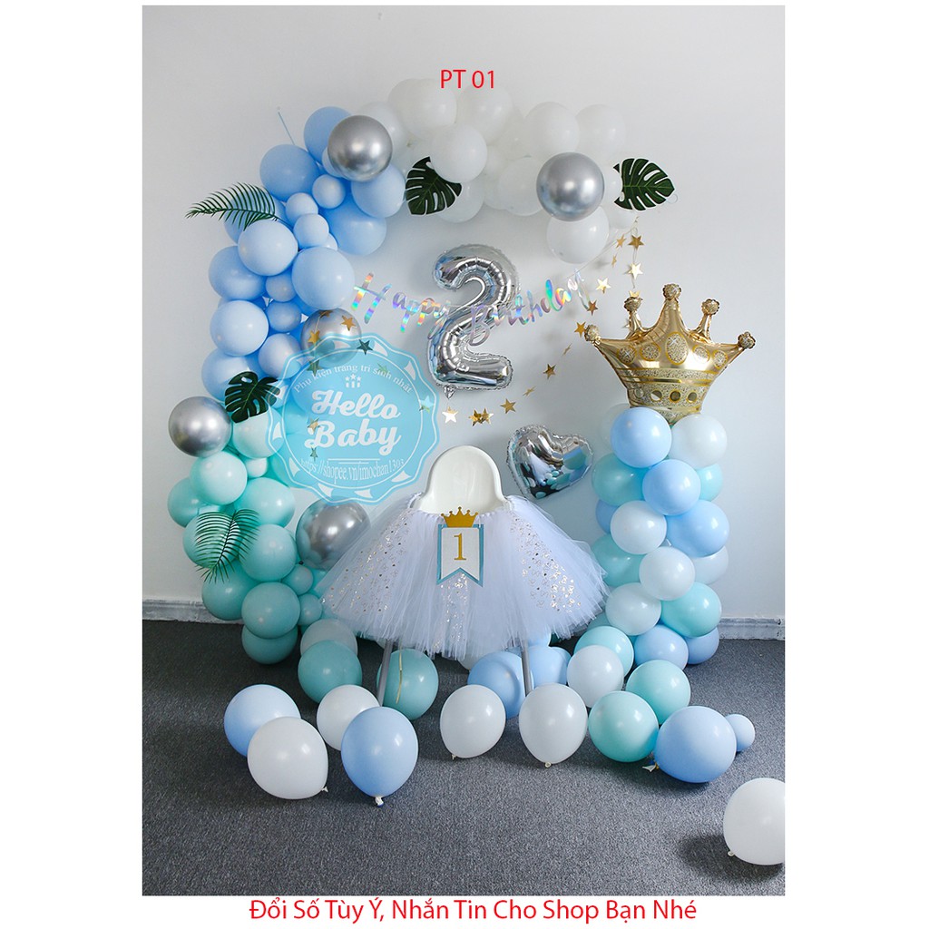 Set bóng sinh nhật bóng màu Pastel như hình + Số Tuổi