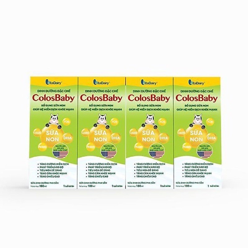 Lốc 4 hộp sữa non pha sẵn colosbaby 110ml/hộp