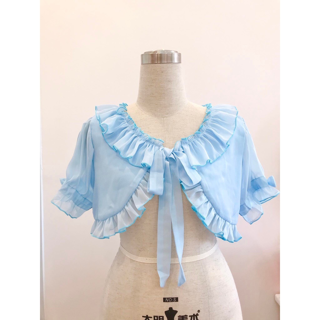 ⚡ HOT ⚡ Áo bolero Lolita dáng lửng tay ngắn chất liệu voan tơ óng 2 lớp