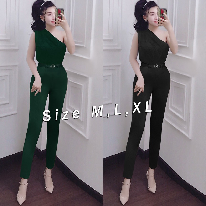 Set Nguyên Bộ Áo Lệch Vai Quần Dài Kèm Belt Như Hình J994