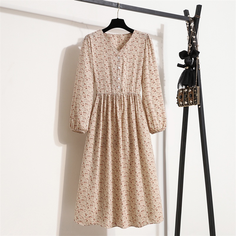 Đầm Chiffon Chữ A Tay Dài In Họa Tiết Hoa Phong Cách Hồi Giáo Thời Trang Cho Nữ