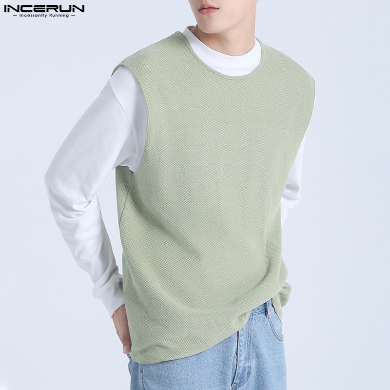 INCERUN Áo Thun Ba Lỗ Màu Sắc Đơn Giản Cho Nam